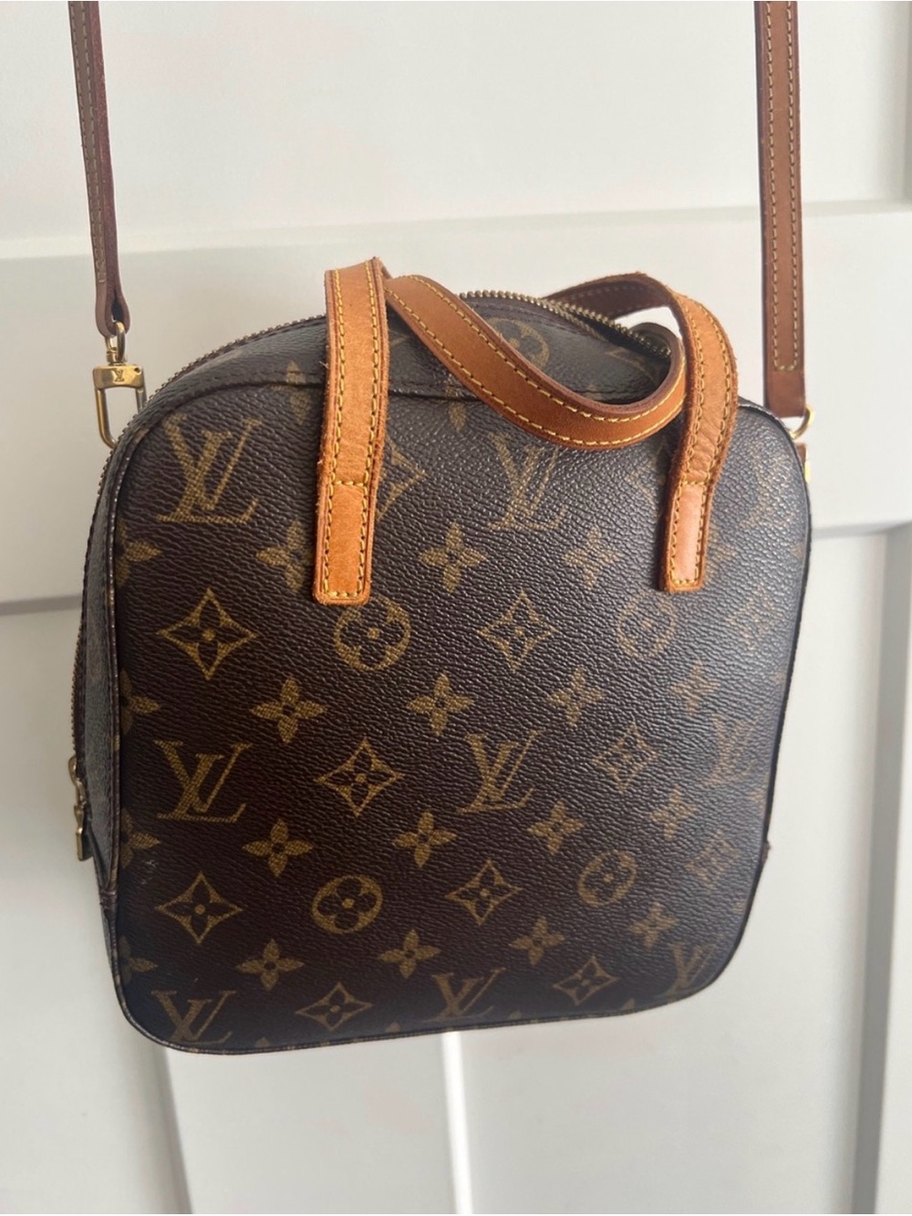 Louis Vuitton Spontini Monogram Square Crossbody in Brown and Tan Vintage😎🌷💕🥳🌸